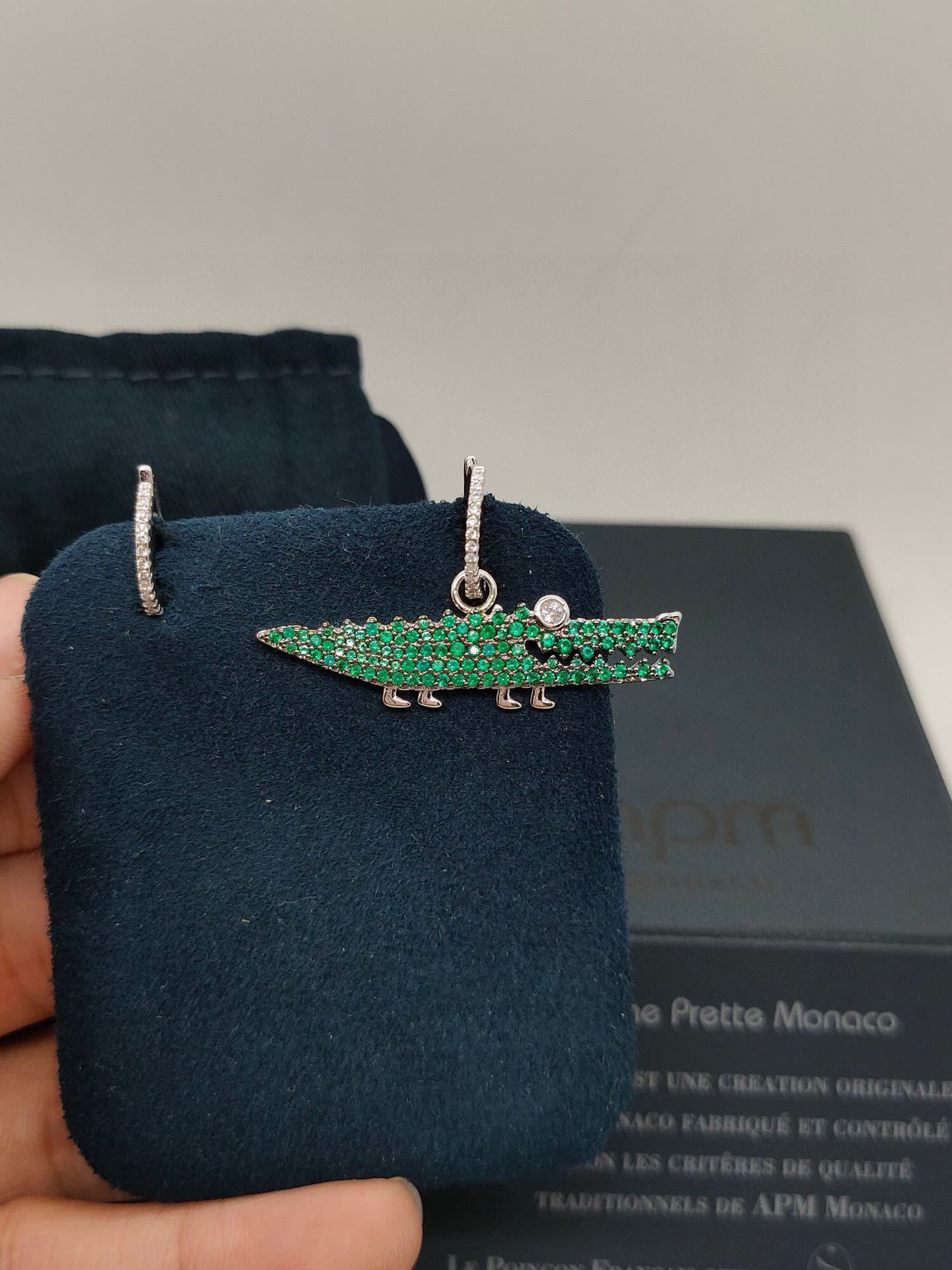 APM Monaco Emerald Crocodile Earrings